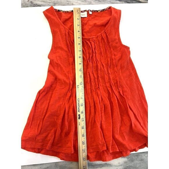 Anthropologie Deletta Sleeveless Ruffled Red V-Neck Top Red EUC XS - Picture 5 of 6